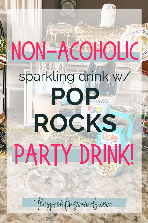 Looking for a deliciously easy non-alcoholic party drink for your next holiday/event/birthday party? You need to try out this sparkling pop rock kid-friendly party drink! Easily upgrade it to an alcoholic adult beverage with some champagne or vodka! Rock Candy Drink, Alcoholic Drink Names, Pop Rock Candy, Fun Kids Drinks, Alcoholic Party, Pop Rocks Candy, Kid Friendly Party, Sparkling Grape Juice, Halloween Party Drinks