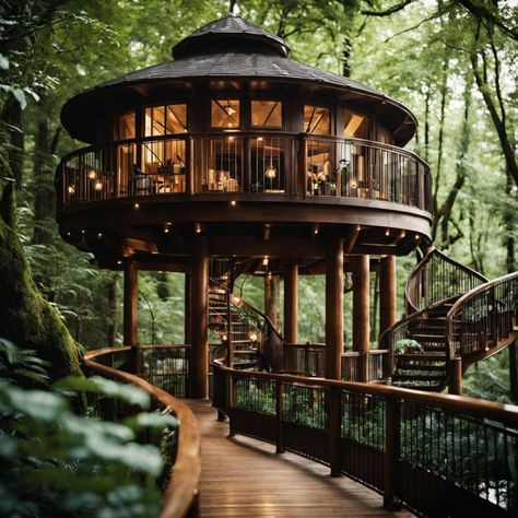 Treehouse Library, Airpark Homes, Apaneca, Fancy Tree, Luxury Tree Houses, Tree House Plans, Jungle House, Farm Plans, Cool Tree Houses