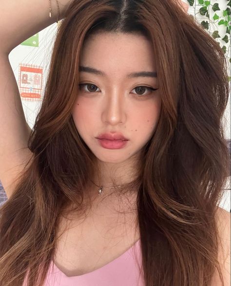 #brown #hair #korean #makeup #soft Asian Hair Inspo, Asian Brown Hair, Brown Hair Korean, Warm Brown Hair Color, Soft Brown Hair, Warm Brown Hair, Ulzzang Hair, Hair Color Asian, Golden Brown Hair