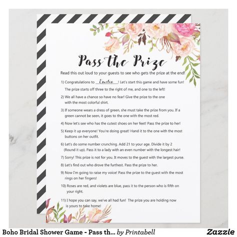 Boho Bridal Shower Game - Pass the Prize Bridal Shower Prizes, Shower Prizes, Baby Shower Brunch, Lingerie Shower, Boho Bridal Shower, Bridal Shower Game, Game Pass, Christian Wedding, Bridal Brunch