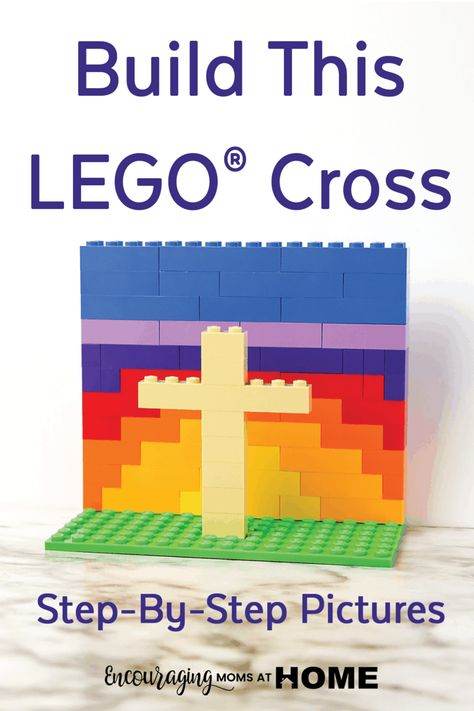 Gorgeous LEGO cross for Easter. Have your child follow our step-by-step LEGO® style building instructions (all pictures) and make the LEGO Easter Cross project. Lego How To Build, Printable Lego Instructions, Lego Instructions Step By Step, Lego Bible Lessons, Ricky Tattoo, Lego Directions, Lego Cross, Lego Vbs, Lego School