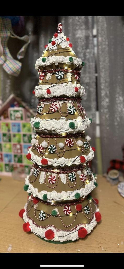 Dollar Tree Fantastics Crafts & Decor | My take on the new stackable tree | Facebook Stackable Christmas Tree, Dollar Tree Crafts Diy, Christmas Tree Gingerbread, Waverly Chalk Paint, Gingerbread Christmas Tree, Disney Mouse Ears, Crafts Decor, Disney Mouse, Tree Crafts