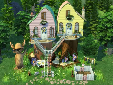 Sims 4 Fairytale House, Sims Fairy House, Sims 4 Tree House, Magic House Sims 4, Sims 4 Fairy House, Sims Witch Cottage, Sims 4 Magic House, Sims Mermaid House, Fairy House Sims 4