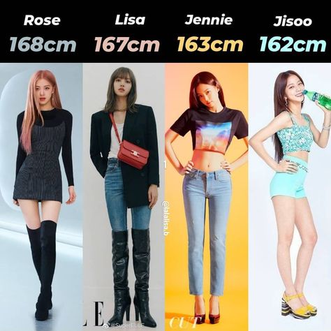 Lalisa Manoban on Instagram: “Blackpink's height🖤 - #blackpink #lisa #jisoo #jennie #rose #로제 #리사 #제니 #지수” Jennie Height, Celebrity Bodies, Seoul Music Awards, Blackpink Members, Birthday Songs, Lisa Rosé, Korean Group, Boyfriend Birthday, Rosé Blackpink