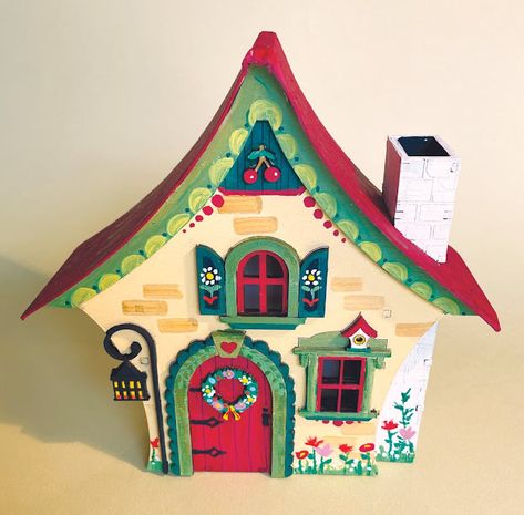 Cottage Building, Cottage Kits, Tree Cottage, Ann Wood, Pottery Houses, Cute Cottage, Acrylic Craft Paint, Cottage Christmas, Putz Houses