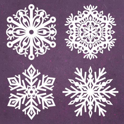 Christmas Silhouettes, Cricut Christmas Cards, Svg Projects, Snowflake Silhouette, Glowforge Ideas, Snowflake Svg, How To Make Snowflakes, Snowflake Template, Paper Snowflake