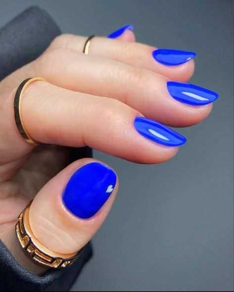 Best Winter Nail Colors 2023-2024 16 Ideas: Stay Stylish All Season - Women-Lifestyle.com Small Blue Nails Acrylic, Cobalt Blue Gel Nails, Short Cobalt Blue Nails, Blue Nails Natural Nail, Small Blue Nails, Electric Blue Nails Short, Blue Oval Acrylic Nails, Natural Blue Nails, Short Natural Nails Manicures