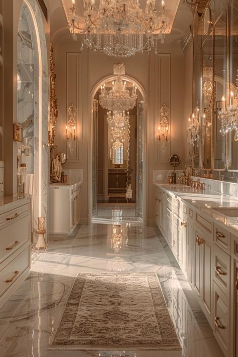 Luxurious Home Interior, Rich House Inside, Rich Bathroom Luxury, Luxury Home Bathroom, Princess Interior, Fancy Bathrooms, Grand Bathroom, Dream Bathroom Luxury, Luxurious House Interior