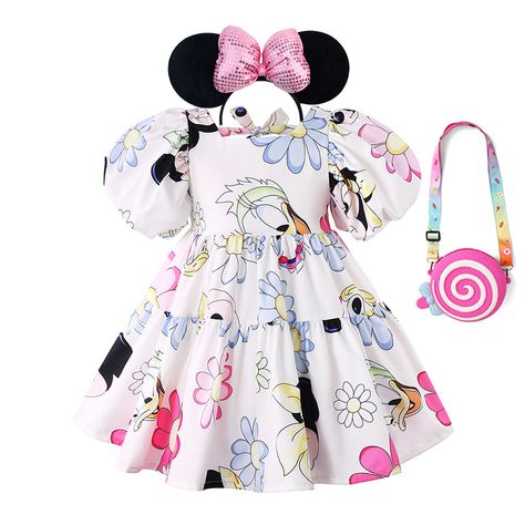 Daisy Cartoon, Summer Casual Dress, Mouse Dress, Minnie Mouse Dress, Dress For Baby, Decorative Bows, Girls Cartoon, Girls Dresses Summer, Cosplay Outfits