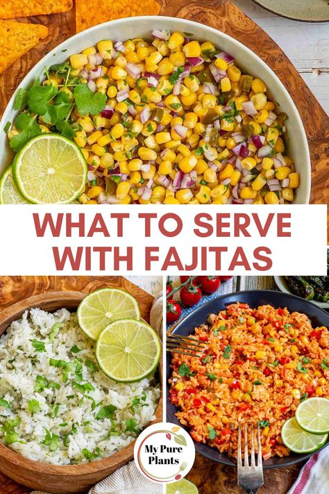 Fajitas are absolutely delicious, but have you ever wondered about what to serve with fajitas? Fortunately, the options are as endless as they are delicious! Leftover Fajitas, Fajita Night Party Dinners, Vegetarian Fajitas Recipe, What Goes With Fajitas, Fajita Ideas, Fajita Platter Ideas, Fajitas Vegetables, Fajitas Sides, Chicken Fajitas Side Dish