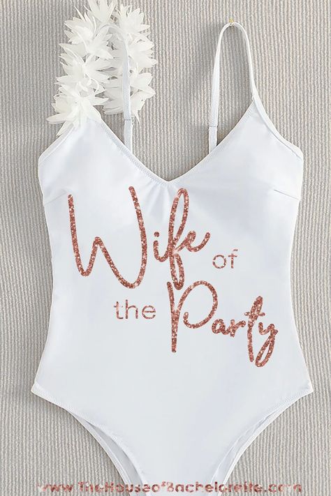 Bride One Piece Bathing Suit, Bride Swimsuit Bachelorette Parties, Bride Bachelorette Outfit Summer, Bachorlette Party Outfits, Bachelorette Bathing Suit Ideas, Bachelorette Sayings, Pool Party Bachelorette Ideas, Bachelorette Spa Day, Bachelorette Pool Party Ideas