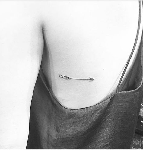 Rib Tattoo Roman Numeral, Roman Numeral Tattoos For Women, Arrow Rib Tattoo, Tattoo With Roman Numerals, Tattoo Roman Numeral, Semicolon Wrist Tattoo, Tattoo Arrow, Cage Tattoos, Roman Numeral Tattoos