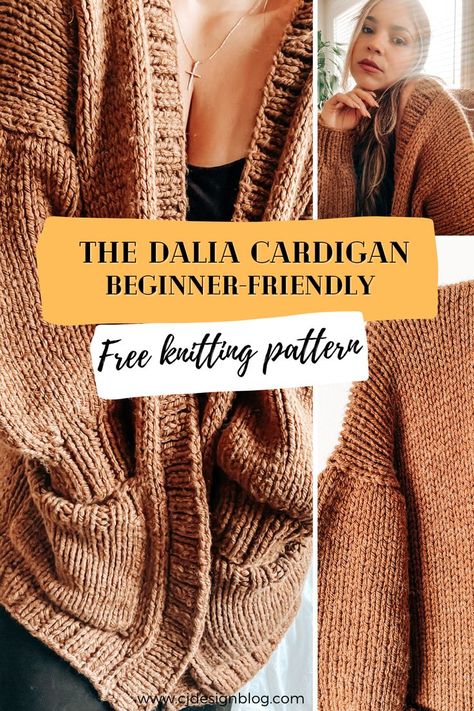 Oversize Cardigan Knitting Pattern, Oversized Cardigan Pattern, Easy Sweater Knitting Patterns, Ladies Cardigan Knitting Patterns, Knitting Patterns Free Sweater, Knit Cardigan Pattern, Beginner Knitting Patterns, Beginner Knitting Projects, Knitting Patterns Free Cardigans