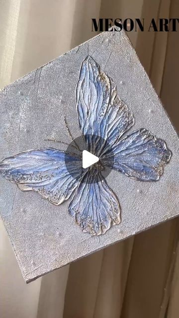 Meson Art on Instagram: "DIY painting: Blue butterfly wall art sparkling blue butterfly textured painting🧚‍♀️  🎨Original art created by professional and talented and remarkable artist team members! Customization any style, size, orientation or color, we've got you covered. The painting will be shipped only after you confirm that you like it. Support Free delivery extra large painting ready to hang on.   #walldecor  #acryliconcanvas #texturedpainting #homedecor #mesonart" Blue Butterfly Craft, Hot Glue Butterfly On Canvas, Textured Butterfly Painting, Butterfly Texture Painting, Modeling Paste Art, Butterfly Wall Art Diy, Sculpture Art Projects, Modeling Paste, It Support