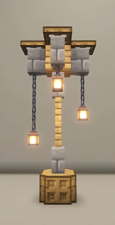 Minecraft Lamp Post Designs, Cute Outdoor Minecraft Ideas, Minecraft Outdoor Lighting Ideas, Minecraft Lightposts, Lamp Design Minecraft, Minecraft Outdoor Lighting, Minecraft Lighting Ideas Outside, Minecraft Lampposts, Minecraft Floating Lantern