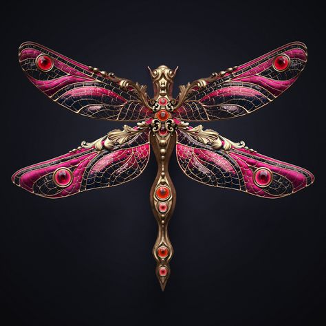 Sasha Vinogradova, Water Jewelry, Insect Collection, Pink Jewels, Pink Dragon, Colossal Art, Dragonfly Art, Insect Jewelry, Dragon Fly