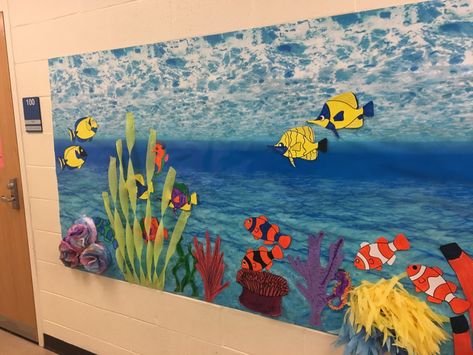 Under The Sea Bulletin Board, Sea Bulletin Board, Scuba Vbs, Summer Bulletin Boards, Ocean Theme Classroom, Preschool Bulletin, Vbs 2024, Preschool Bulletin Boards, Finding Jesus