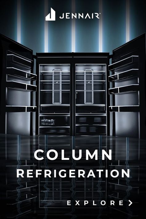 Elevate your kitchen with Column Refrigeration sculpted from glass and metal. Available in over 250 configurations. Kitchen With Column, Refrigerator Interior, Luxury Refrigerator, Column Refrigerator, Kitchens Design, Loft Kitchen, Dream Kitchens Design, Dream Kitchens, Design Luxury