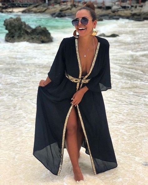 Kimono Online, Summer Holiday Outfits, Moroccan Fashion, Summer Kimono, Beach Attire, Beachwear Fashion, Stylish Fashion, Beach Dresses, Sleepwear Women