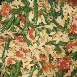 Green Bean Orzo Pasta - Allrecipes.com Orzo Recipes Side, Orzo Pasta Recipe, Orzo Pasta Recipes, How To Cook Orzo, Quick Side Dishes, Orzo Recipes, Orzo Salad, Toasted Pine Nuts, Orzo Pasta