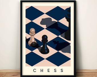 Chess wall decor | Etsy Chess Bedroom, Chess Painting, Chess Decor, Bar Room Decor, Chess Design, Home Paintings, Chess Art, Mens Room, Chess Master