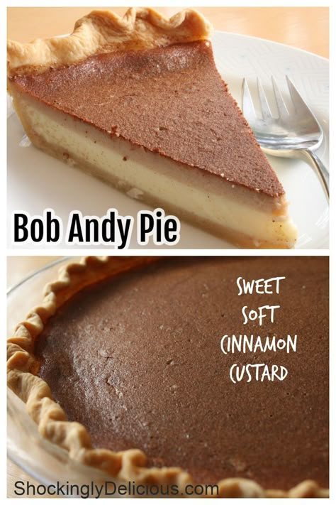 BOB ANDY PIE is a sweet, soft, cinnamon-spicy custard pie that you'll get raves for. Prepare to be asked to make it again! Cinnamon Custard Pie, Easy Fall Pie Recipes, Old Fashion Pies, Autumn Pies Recipes, Unusual Pies, Cinnamon Custard, Soft Bob, Pie Pie, Custard Pie