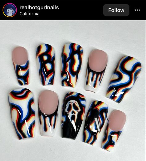 Disney Acrylic Nails, Horror Nails, Scream Halloween, Witchy Nails, Halloween Acrylic Nails, Punk Nails, Gothic Nails, Anime Nails, Drip Nails