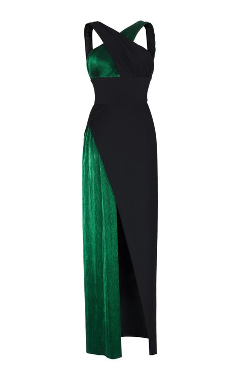 Cross Front Gown by RASARIO for Preorder on Moda Operandi Slytherin Girl, Slytherin Fashion, Polyvore Clothes, Boss Life, Green Dresses, Couture Designers, Emerald City, Looks Vintage, Couture Dresses