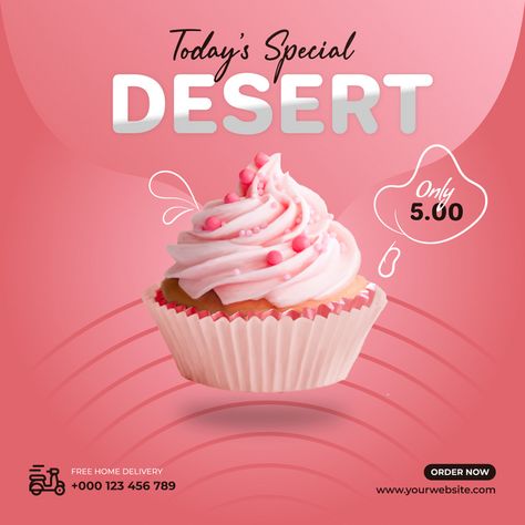 Yummy Desserts Easy, Instagram Banner, Ice Cream Social, Gourmet Desserts, Banner Template, Food Menu, Food Design, Design Templates, Social Media Post