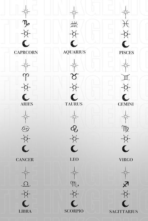 Star Sings Tatoos, Moon And Stars And Sun Tattoo, Symbolic Meaningful Tattoos, The Sun The Moon The Stars Tattoo, Zodiac Small Tattoos, Keep Pushing Tattoo Ideas, 2x2 Tattoo Ideas Simple, Star Inspired Tattoo, Small Ear Tattoos For Women Simple