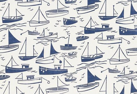 wallpaper, pattern, design, repeat, one colour, boat, sailing, summer, surface pattern, fabric, sea Boat Pattern, Simple Boat, Harlequin Fabrics, Deco Marine, Boat Illustration, Nautical Wallpaper, Boat Wallpaper, Boat Print, Intarsia Woodworking