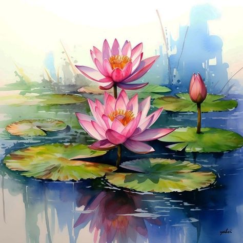 Lily Pond Painting Easy, Drawing Lotus Flower, Lotus Pond Painting, Deep Sympathy, Lotus Flower Images, Lotus Artwork, Lotus Flower Drawing, Sketch Tattoos, Architectural Wall Art