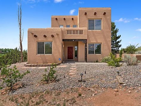 6312 Avenida Chamisa, Santa Fe, NM 87507 | MLS #202338281 | Zillow Southwest Architecture Exterior, New Mexico House Exterior, Santa Fe House, Santa Fe Architecture, Pueblo Style Homes, Mexico House Exterior, Santa Fe Style Homes Exterior, Southwest Architecture, Santa Fe Style Homes