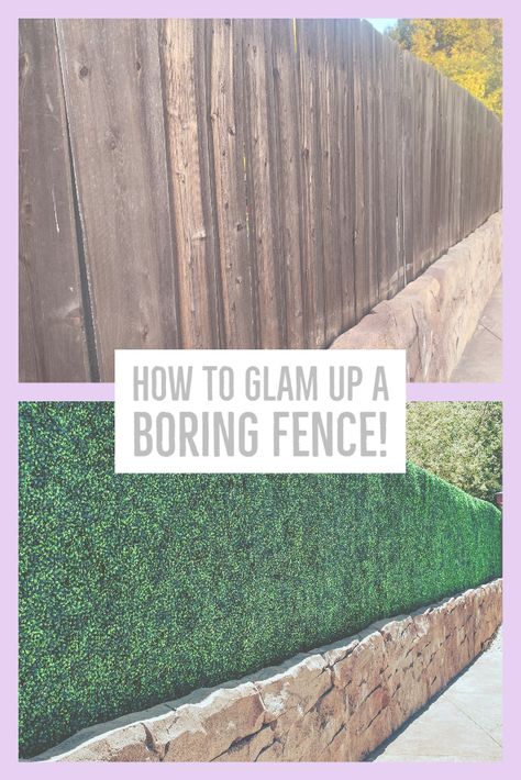 Vinyl Fence Landscaping, Fence Remodel, Boxwood Bushes, Diy Backyard Makeover, White Vinyl Fence, Faux Boxwood, Hiding Ugly, Backyard Plan, Backyard Oasis Ideas