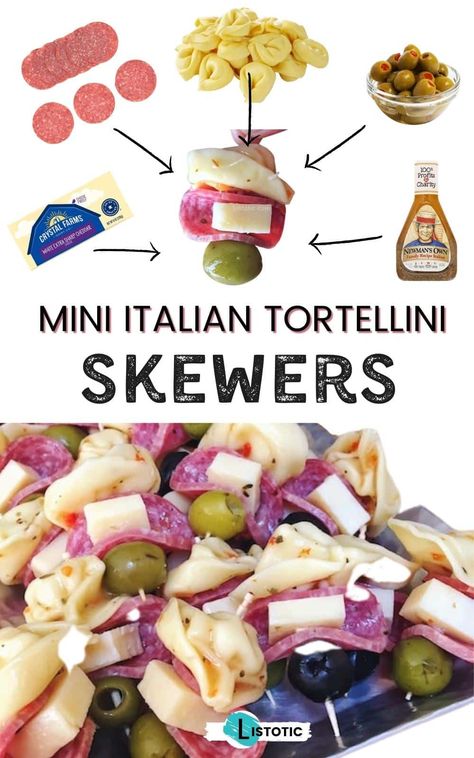 This party food is sure to be a crowd-pleaser! Everyone will go crazy over these Mini Tortellini Kabobs marinated in Italian dressing. They are a crowd pleasing appetizer for kids and adults! Tortellini Skewers Appetizers, Appetizer For Kids, Tortellini Kabobs, Tortellini Appetizer, Appetizer Skewers, Italian Tortellini, Tortellini Skewers, Italian Appetizer, Antipasto Skewers