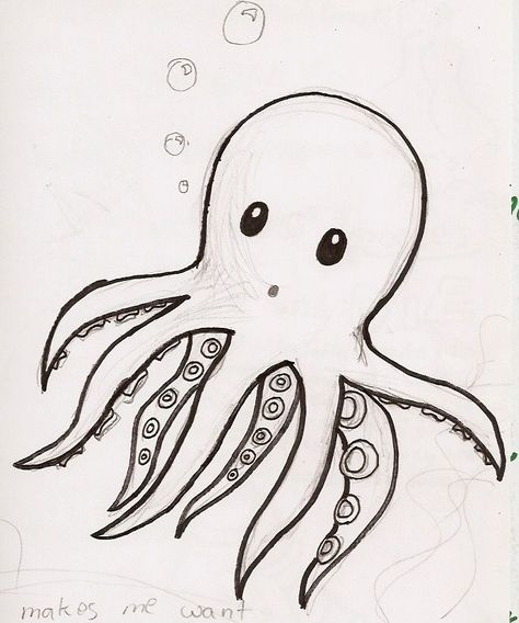 Cute Drawings Tumblr, Octopus Drawing, Tumblr Drawings, Cute Octopus, Dessin Adorable, Doodle Drawings, A Drawing, 귀여운 동물, 그림 그리기