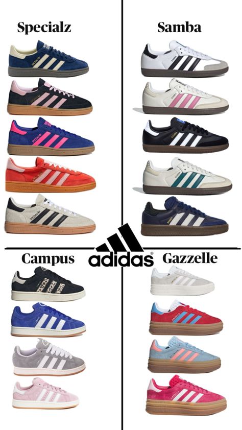 The adidas 00’s shoes collection which include samba, campus, specialz and gazzele. Adidas Shoes Samba, Pretty Sneakers, Samba Outfit, Adidas Samba Og, Adidas Campus, Shoes Collection, Swag Shoes, Dream Shoes, Adidas Samba