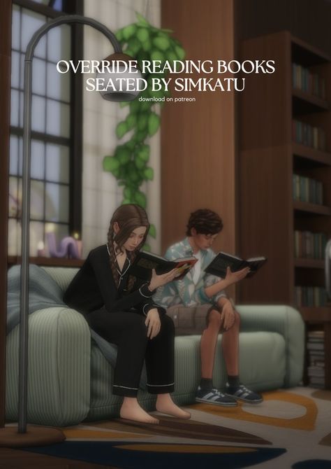 ​​﻿​override reading books seated by simkatu | Patreon Sims 4 Reading Poses, Sims 4 Animation Override, Ts4 Override, Sims Overrides, Sims 4 Overrides, The Sims 4 Mod, Sims 4 Cas Background, The Sims 4 Pc, Sims Builds