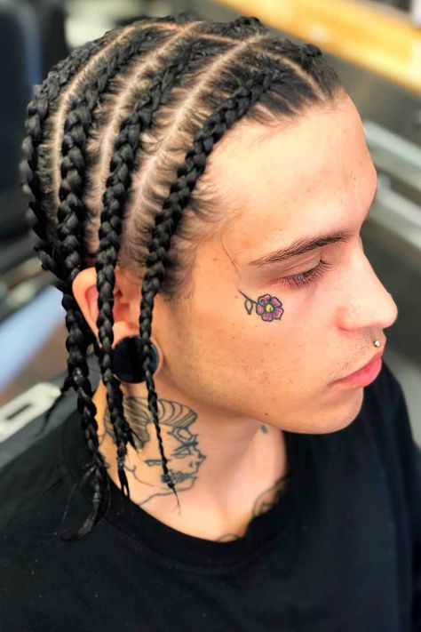 Pop Smoke Braids For Men: Fresh Ideas To Try In 2022 - Mens Haircuts Braids For Mixed Men, White Men Braids, White Boy Braids, White Cornrows, Conrows Styles, Trendy Cornrows, Cornrows And Twists, Recorder Lessons, Cornrow Styles For Men