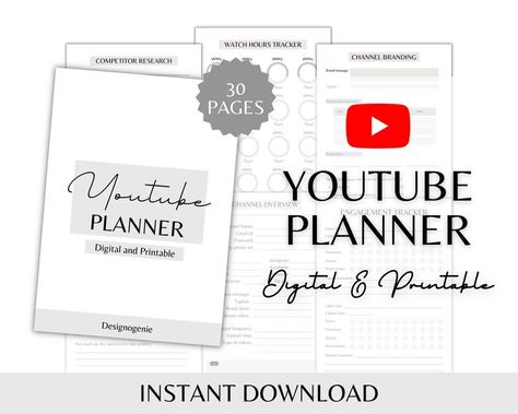 Youtube Planner, Hours Tracker, Finding Your Niche, Youtube Branding, Channel Branding, Youtube Content, Keyword Planner, Content Planner, Todo List