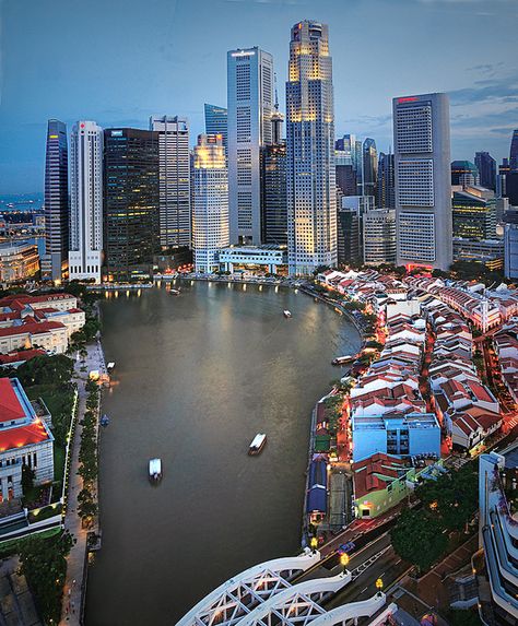 Boat Quay, the largest of the three historic quays along the Singapore River, boasts plenty of alfresco riverfront cafes and bars, which make it a popular hangout for locals and tourists alike... by williamcho, via Flickr Singapore River, Tall Buildings, Singapore Travel, Padang, Oh The Places Youll Go, Places Around The World, Aerial View, Cyprus, Dream Vacations