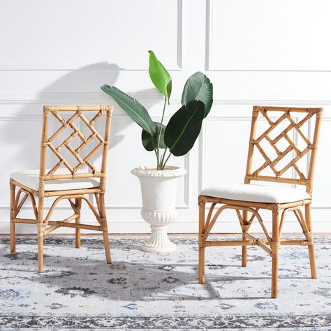 Bay Isle Home Tyndalls Park Rattan Accent Chair & Reviews | Wayfair White Accent Chair, Accent Chair Set, Parsons Chair, Upholstered Accent Chairs, Wayfair Furniture, Parsons Chairs, Motif Design, Accent Chairs For Living Room, Kitchen Chairs