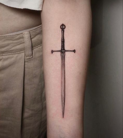 Know Thy Self Tattoo, Knife Tattoo Chest, Longsword Tattoo, Greatsword Tattoo, Excalibur Tattoo, Wren Tattoo, Feather Tattoo For Men, Inside Of Arm Tattoo, Gothic Tattoos