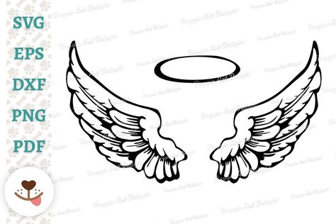 Angel Wings With Halo, Angel Wings Png, Watermark Ideas, Memorial Svg, Wings Png, Minimalist Icons, Best Free Fonts, Funny Dachshund, Beautiful Fonts