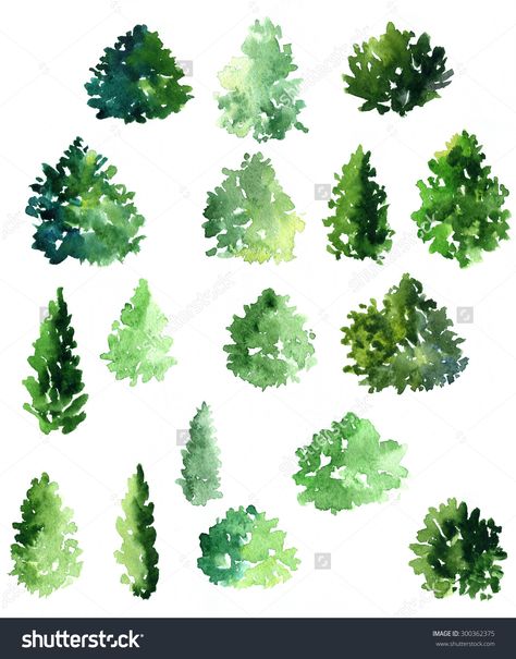 Watercolor Mountains Tutorial, Bush Drawing, Trees Watercolor, Watercolor Painting For Beginners, Watercolor Foliage, Cherry Blossom Painting, Bush Plant, Watercolor Tips, Watercolor Tree