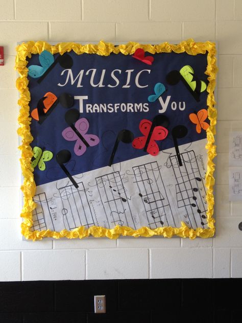 Bulletin board for music class Education Bulletin Boards, Music Room Bulletin Boards, Music Classroom Bulletin Boards, Music Bulletin Board, Music Education Activities, Music Bulletin Boards, Class Bulletin Boards, Music Classroom Decor, Teacher Bulletin Boards