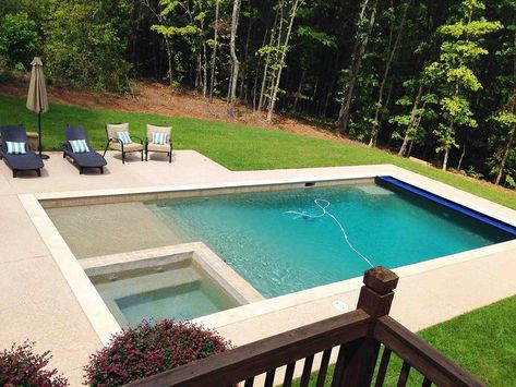 Kool Deck, Automatic Pool Cover, Simple Pool, Rectangle Pool, Living Pool, Pools Backyard Inground, Rectangular Pool, Gunite Pool, Diy Pool