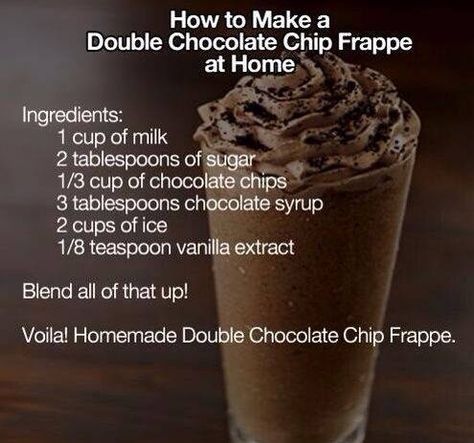 Double Chocolate Chip Frappe, Frappe At Home, Frappe Starbucks, Starbucks Calories, Chocolate Chip Frappe, Monkey Bread Recipe Easy, Frappuccino Starbucks, Starbucks Mocha, Easy Monkey Bread