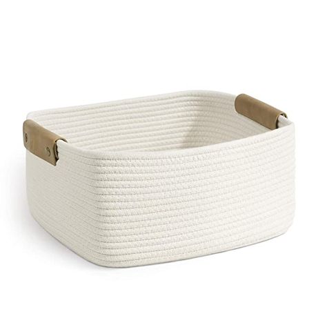 Amazon.com : CHICVITA Rectangle Cotton Rope Woven Basket with Handles for Books, Magazines, Toys - Decorative Rectangle Basket for Baby Nursery, Living Room, Bathroom : Baby Empty Gift Baskets, Rectangle Basket, Toddler Table, Garden Basket, Jute Basket, Rope Weave, Decorative Basket, Small Basket, Baby Gift Basket