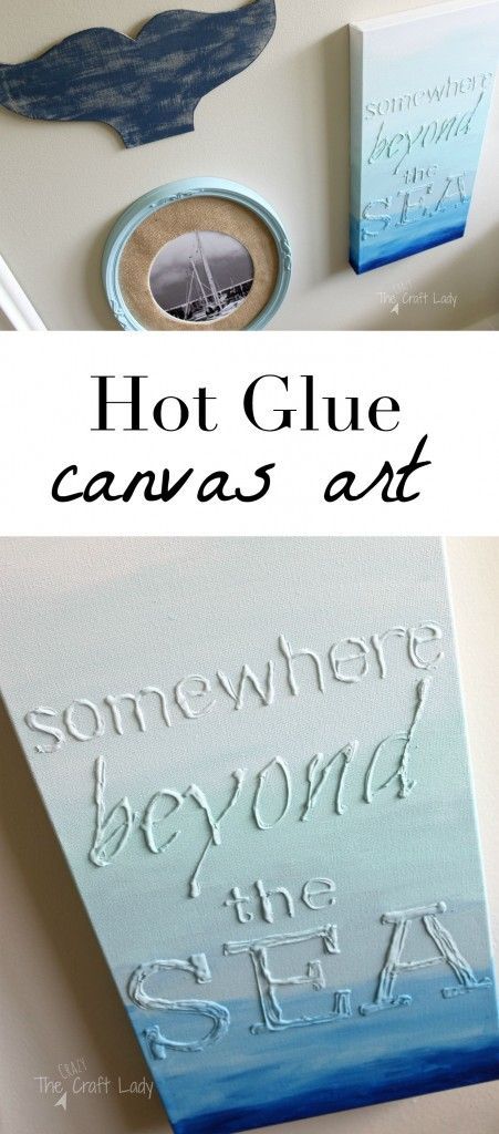 Hot Glue Canvas Art for Ocean Decor | Somewhere beyond the sea by the Crazy Craft Lady Glue Canvas Art, Hot Glue Art, Glue Art, Custom Wall Decor, 자수 디자인, Canvas Crafts, Diy Canvas Art, Diy Canvas, Hot Glue